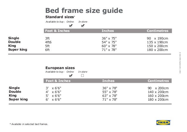 ikea mattress size chart uk