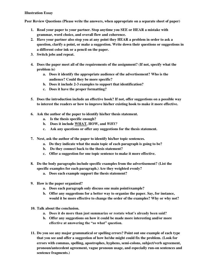 Persuasive essay peer review checklist