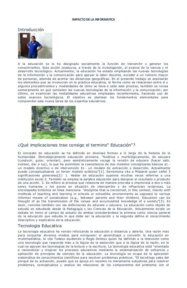 EL IMPACTO DE LA INFORMATICA el impacto de la informatica: