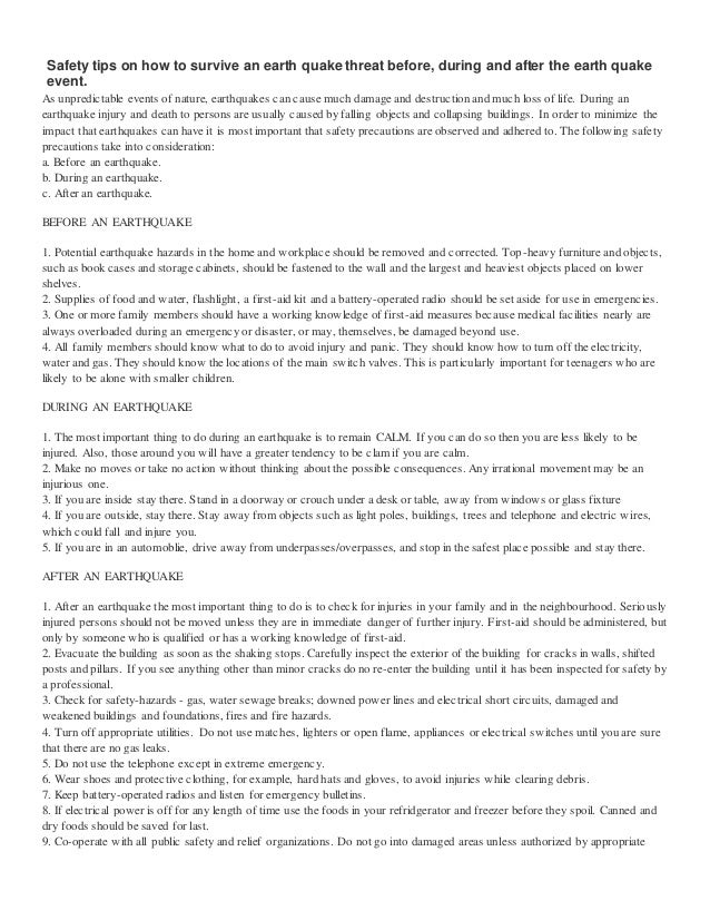 Narrative essay about earthquake
