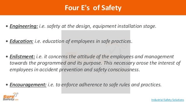  Engineering: i.e. safety at the design, equipment installation stage.
Education: i.e. education of employees in safe p...