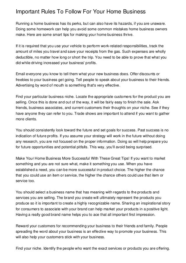 important rules to follow for your home business important rules to follow for your home business
