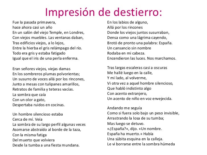 Que Temas Trata El Poema Impresion De Destierro