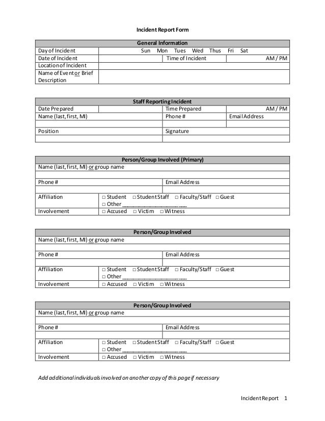 general incident report form incident report form general incident report form incident report form