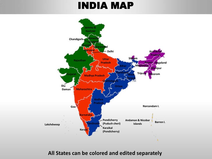 India Country Editable Powerpoint Maps With States And India Country Editable Powerpoint Maps With States And