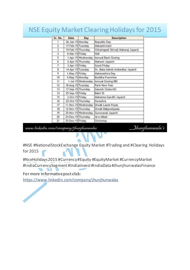 trading holidays in nse 2015