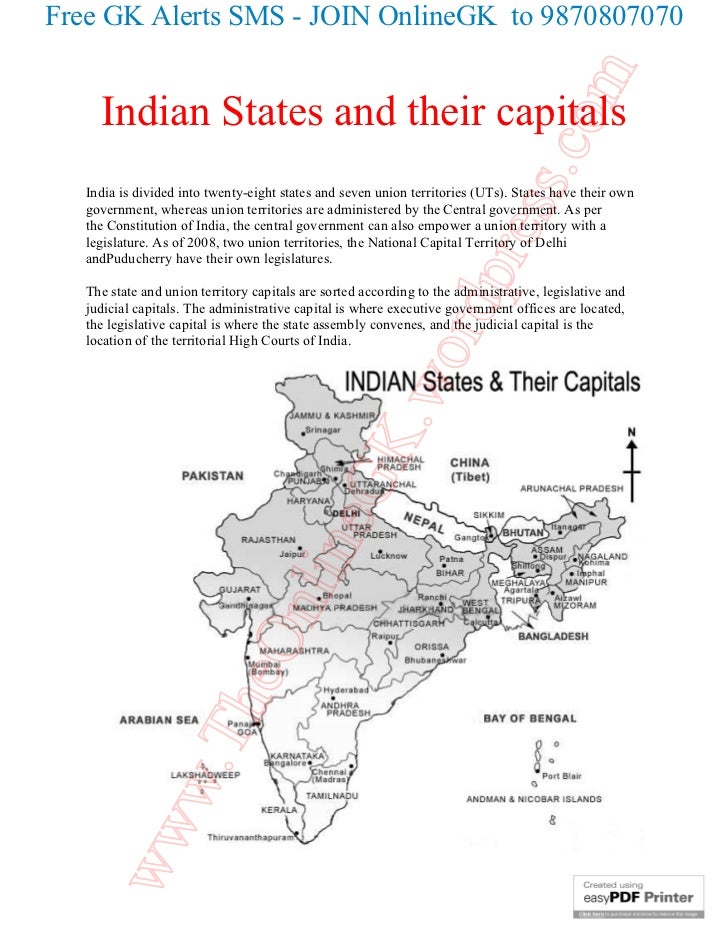 Indian states and their capitals Indian states and their capitals