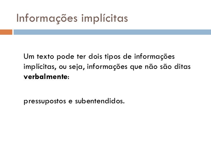 Informações Implícitas Informações Implícitas
