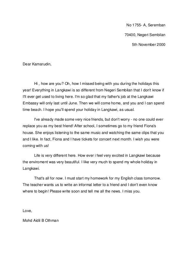 Samples of informal letter writing image