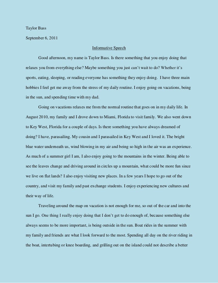 English speech essay format