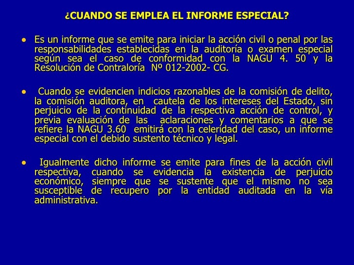 Resultado de imagen para informes especiales de auditoria, aspectos generales