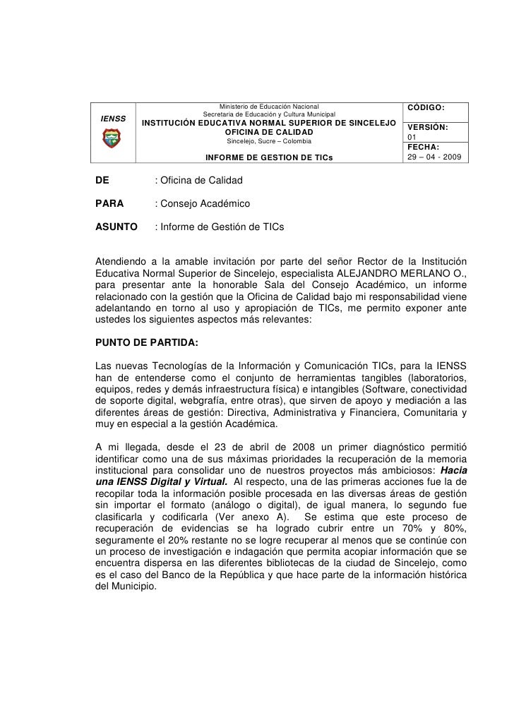 INFORME CALIDAD informe calidad:
