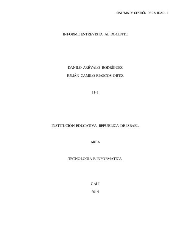 INFORME CALIDAD informe calidad: