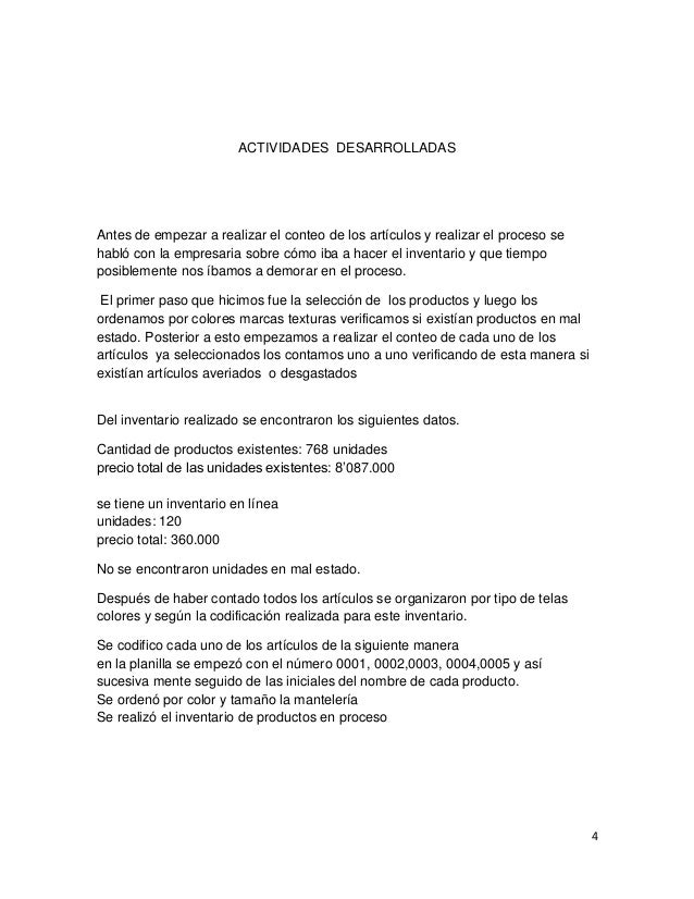 formato de informe de inventario