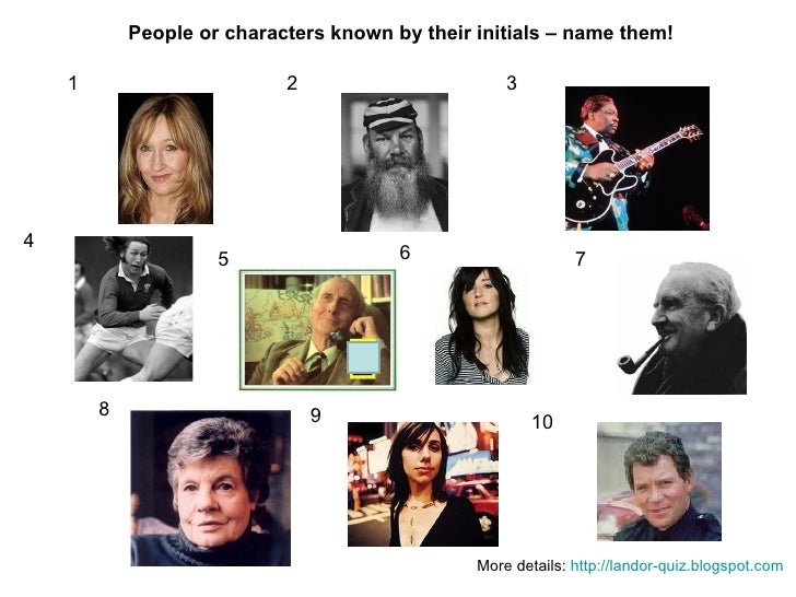 People with initials picture quiz
