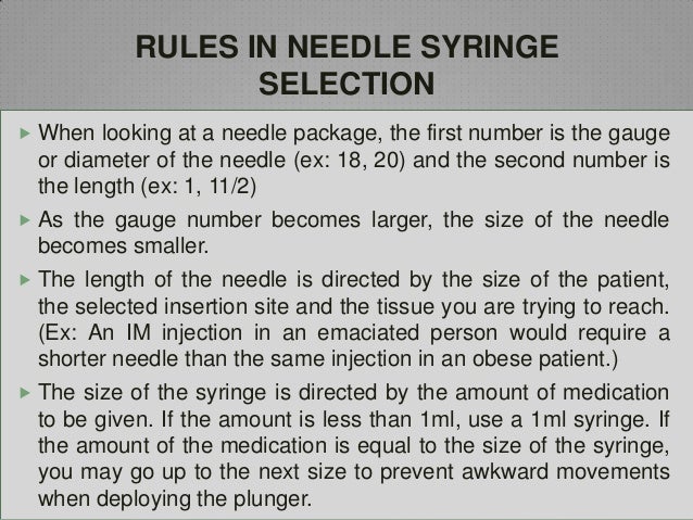 injection technique needle and tip chart