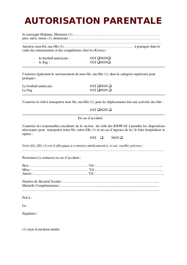 modele autorisation parentale visa document modele autorisation parentale visa document