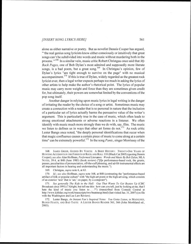 Song comparison essay