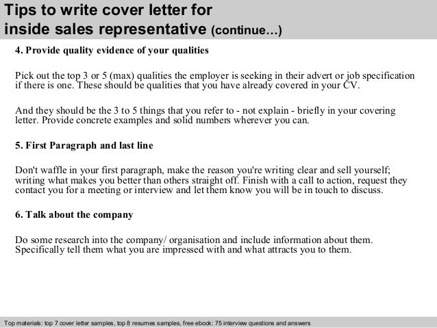 Example cover letter for inside sales position