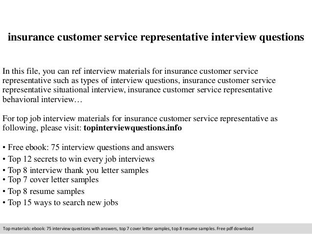 insurance customer service representative interview questions In this ...