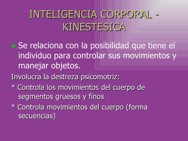 PPT INTELIGENCIA CORPORALKINESTESICA PowerPoint Presentation ID3117522