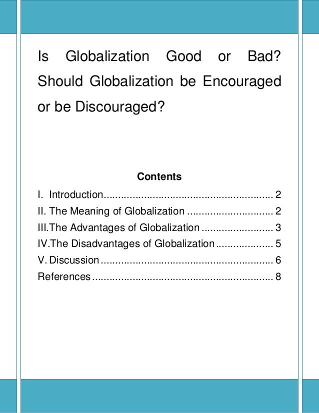 Advantages And Disadvantages Of Globalisation