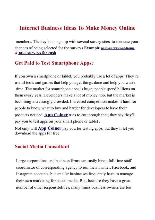 Internet business ideas to make money online free ebook