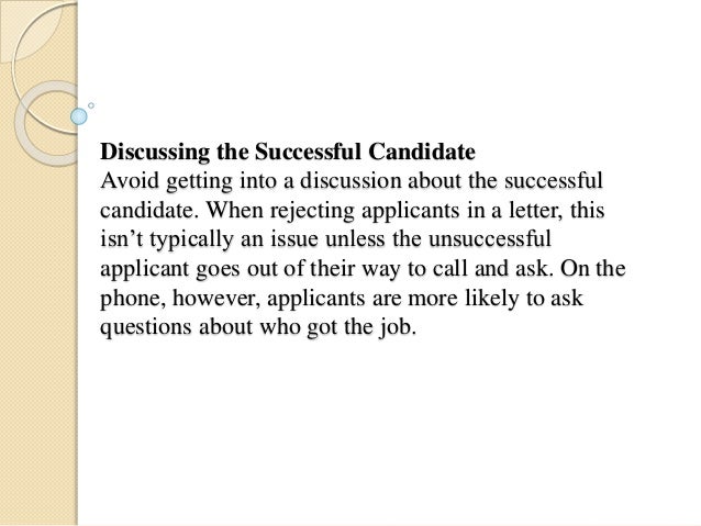 Letter to unsuccessful applicant for job