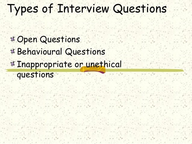 behavioural type interview questions