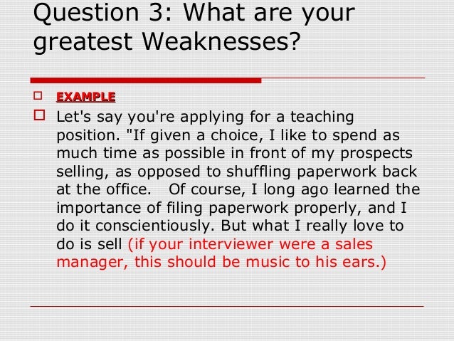 job interview what are your weaknesses examples paper