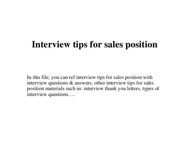 interview questions for a sales position