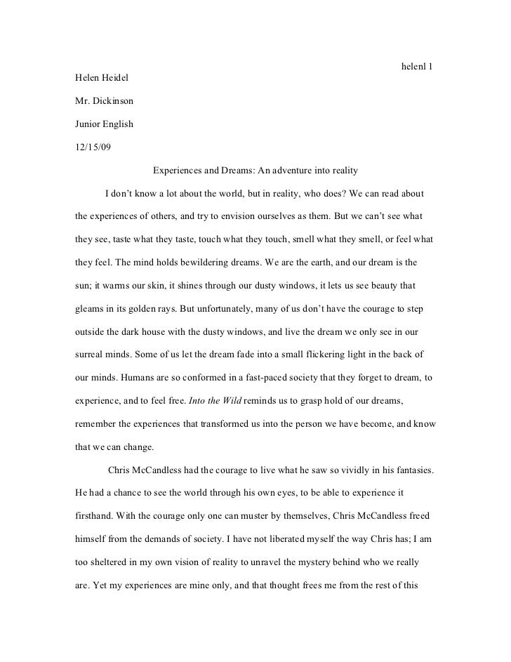 Research essay on into the wild