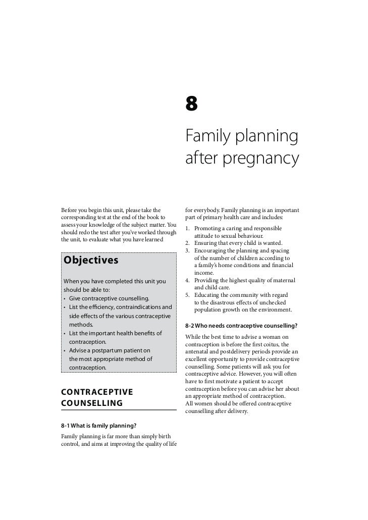Intrapartum Care Family planning after pregnancy