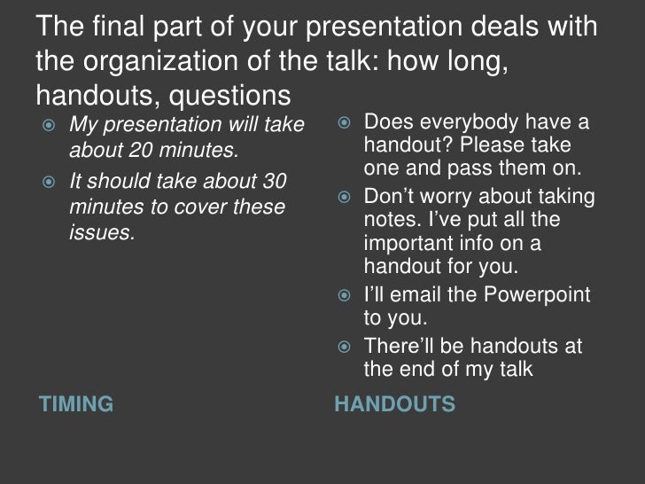 Introducing a presentation