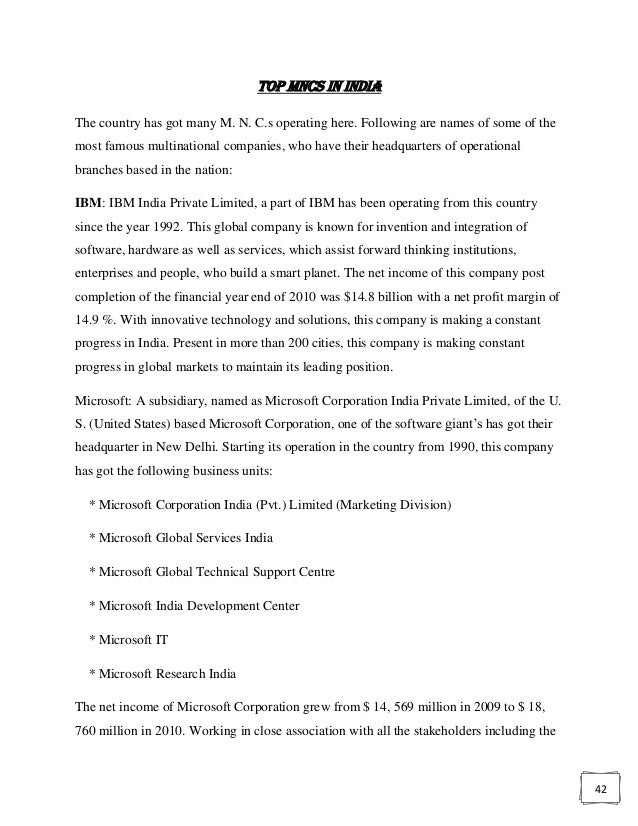 Forex risks of two mncs in india