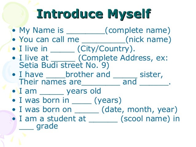 Pics For &gt; Introduce Yourself For Kids