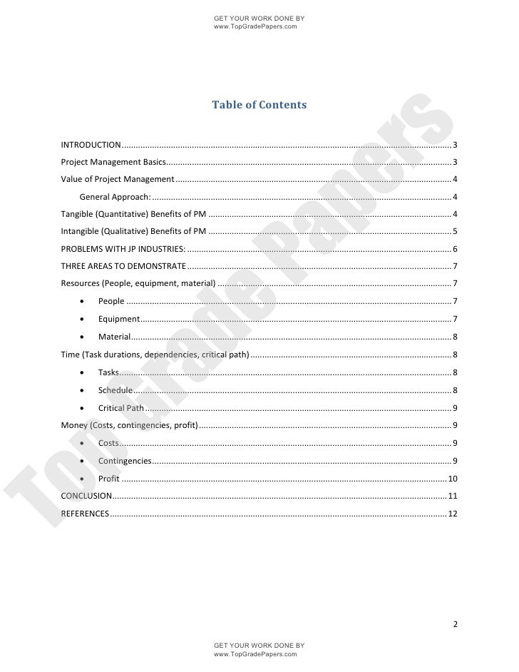 Essay Table Of Contents