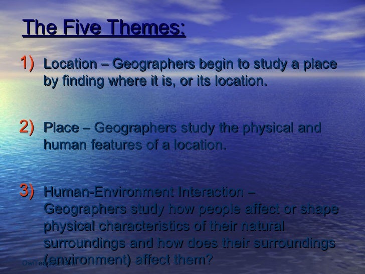 the five themes of geography in the five themes of geography in