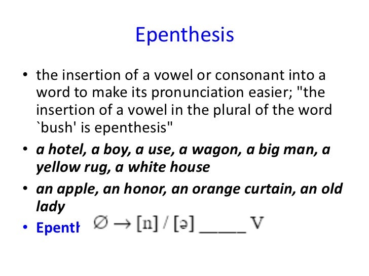 Epenthesis - definition of epenthesis by The Free Dictionary
