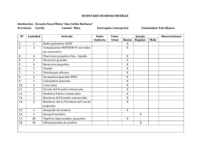 Inventario de bienes muebles