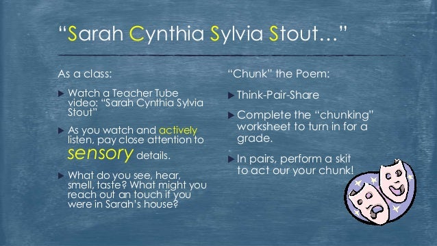 Investigating Sensory Details in Sarah Cynthia Sylvia Stout (Silverst…