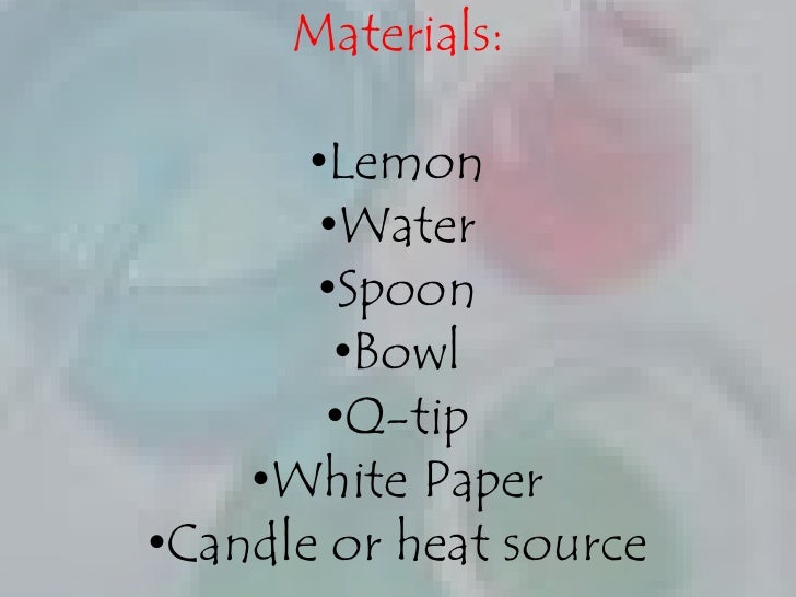 Invisible Ink Science Project