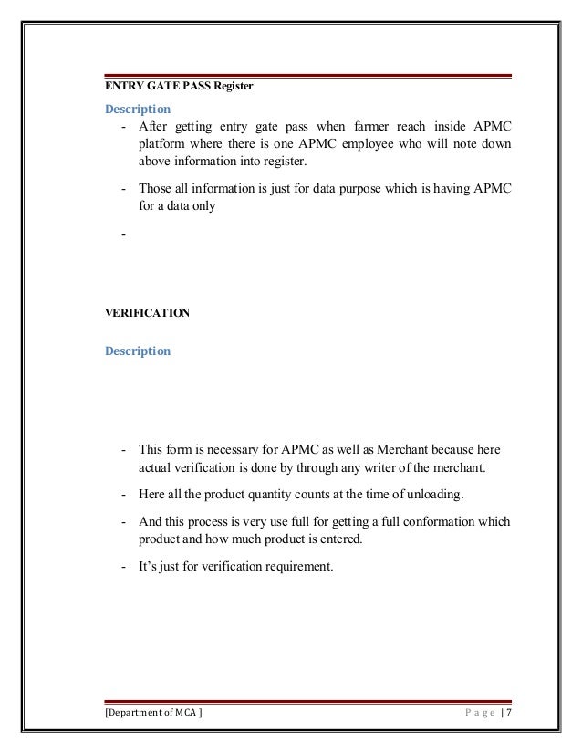 Entry Pass Format Entry Gate Pass Register