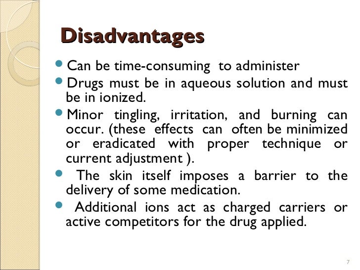 iontophoresis disadvantages