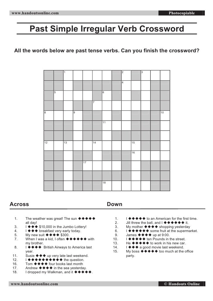 irregular-verbs-elementary-crossword