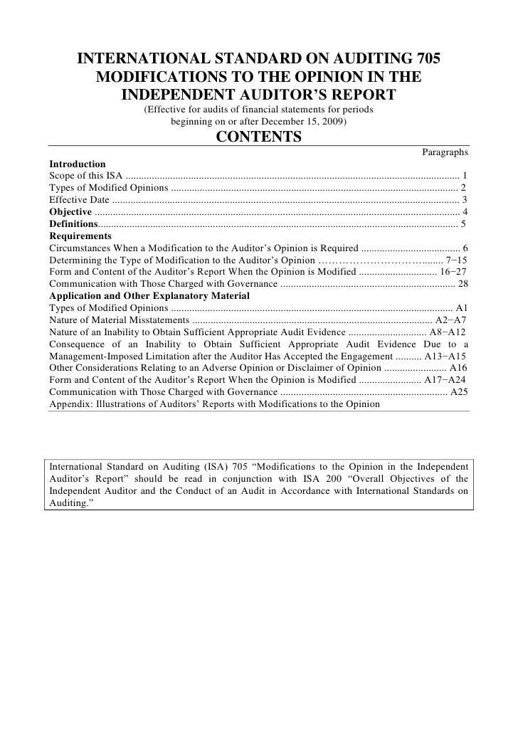 sle of qualified opinion audit report isa 705 modifications to the opinion in the independent sle of qualified opinion audit report isa 705 modifications to the opinion in the independent