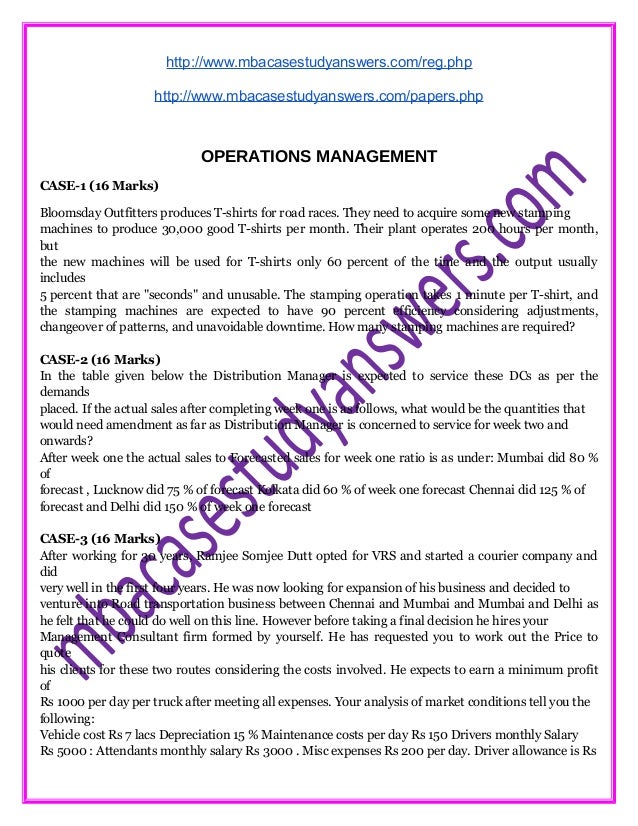 Case Study With Solution For Mba