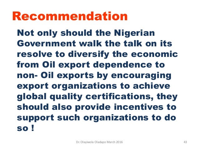Export diversification strategy for economic growth in nigeria