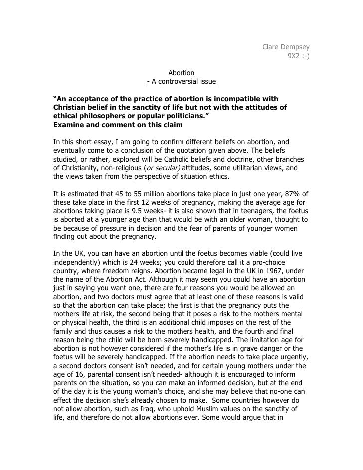 Ethics paper against abortion argumentative essay