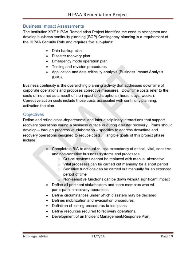 Sample Hipaa Security Rule Corrective Action Plan Project Charter Hipaa Disaster Recovery Plan Template